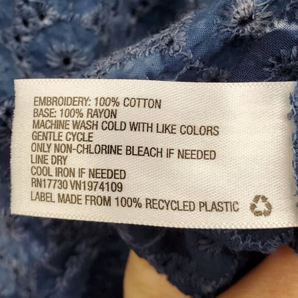 Knox Rose Womens Blue Eyelet Off The Shoulder Blouse Top Size M Short Sleeve - Picture 10 of 12